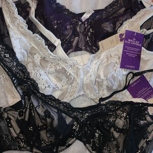 NWT 3 Piece Bundle!!! 40C Cacique Lane Bryant Underwire Lace Full Coverage Bras